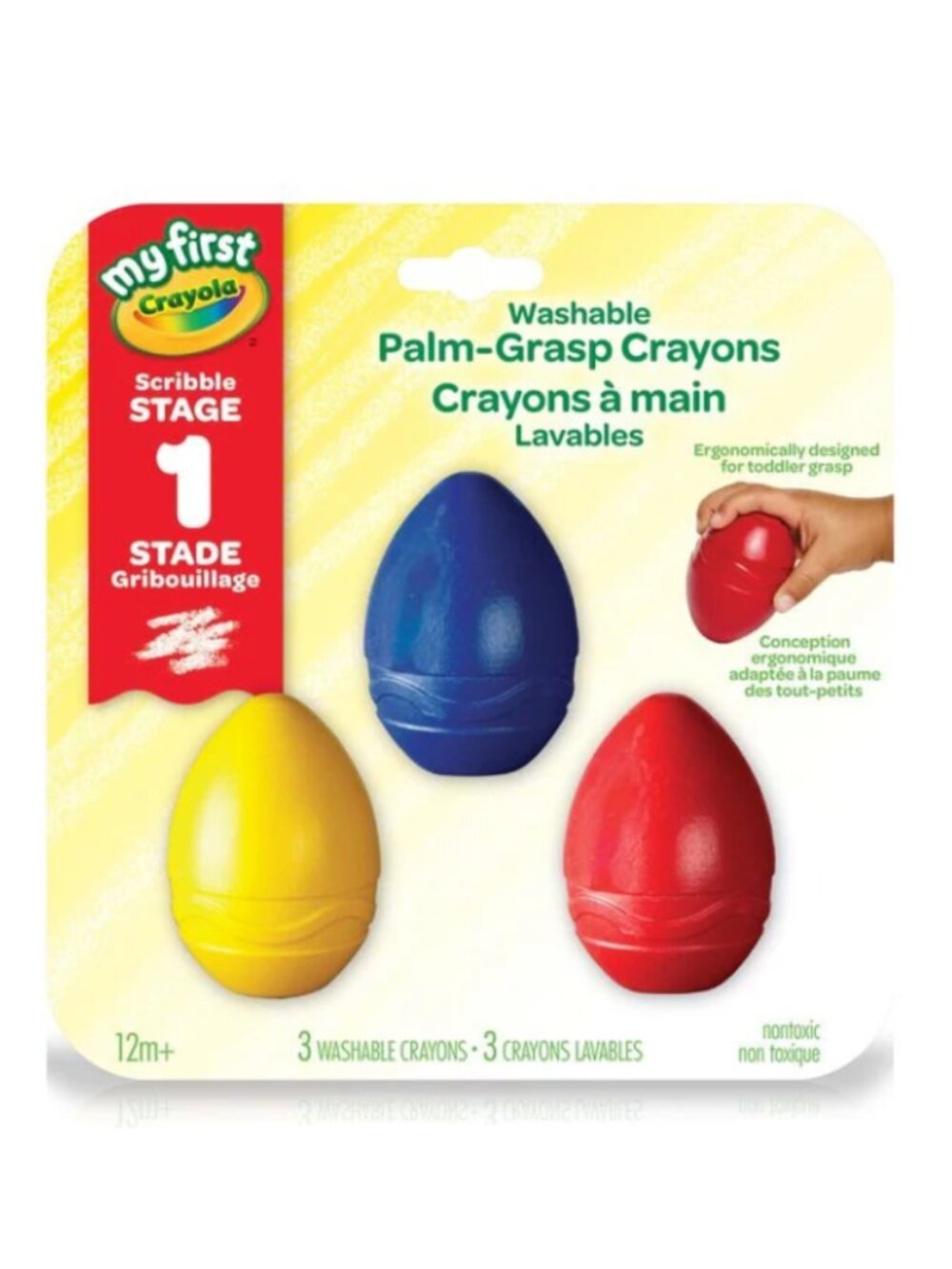 Crayola Nontoxic Washable Palm-Grasp Crayons New w/Tag Add-On Item Age 1+
